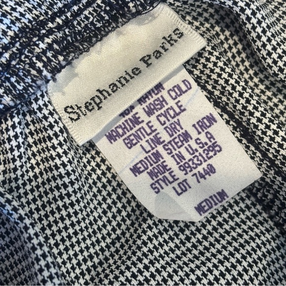 VINTAGE STEPHANIE PARKS‎ High Waist Black & White Pattern Mom Pants 90s Medium - Picture 11 of 15